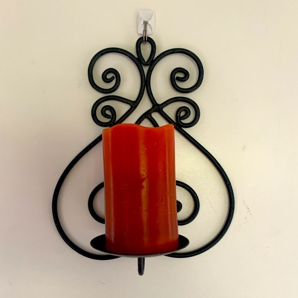 Metal Wall Candle Holder Decor in Black. - Picture 1 of 5